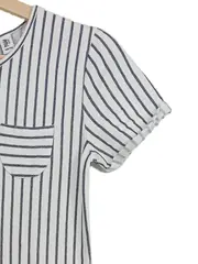 Vorschaubild 3 von VIGGA Mädchen Kleid Gr. 146-152 Weiß Blau Gestreift Baumwolle Sommer Casual