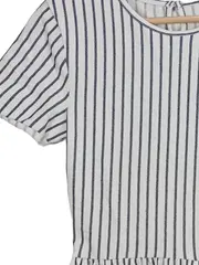 Vorschaubild 4 von VIGGA Mädchen Kleid Gr. 146-152 Weiß Blau Gestreift Baumwolle Sommer Casual