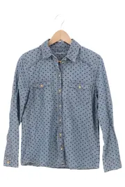 Vorschaubild 1 von EDC Hemdbluse Damen Blau Punkte Gr. 32/XXS Casual Baumwolle Langarm