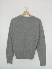 Vorschaubild 3 von Damen Pullover V-Ausschnitt Grau Wolle Gr. 32/XXS Basic Casual