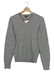 Vorschaubild 1 von Damen Pullover V-Ausschnitt Grau Wolle Gr. 32/XXS Basic Casual