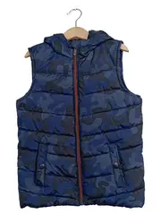 Vorschaubild 1 von Kinder Steppweste 122 Blau Tarnmuster Outdoor Kapuze