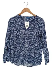 Vorschaubild 1 von Damen Hemdbluse Gr. 40 Blau Blumenmuster Casual Viskose