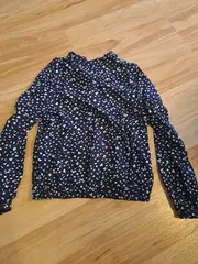 Vorschaubild 3 von Mädchen Bluse Gr. 140 Blau Blumenmuster Viskose Langarm