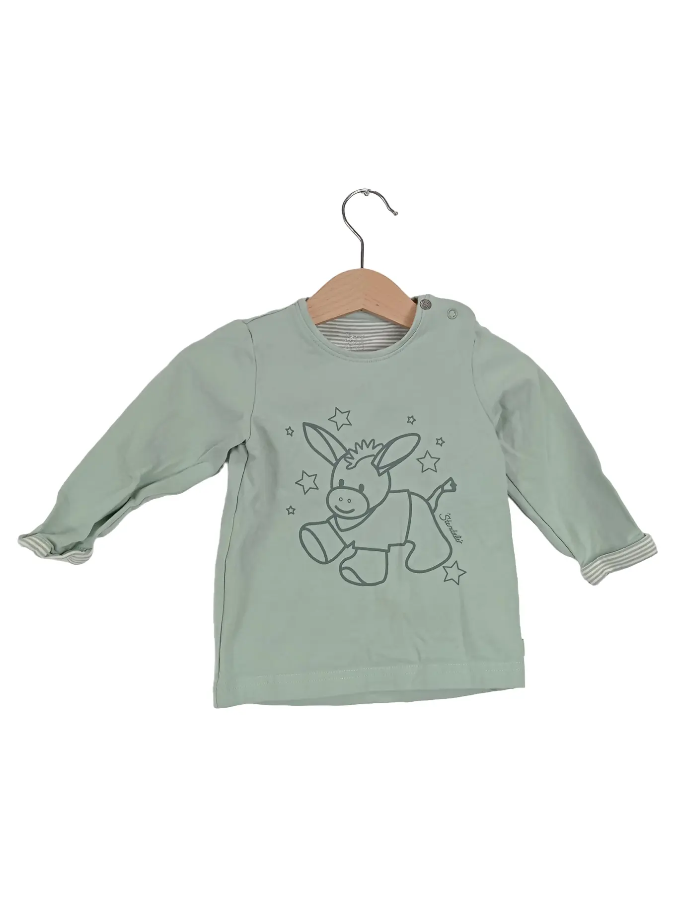 STERNTALER Baby Langarmshirt Gr. 74 Grün Esel Motiv Casual Kinder Langarm Shirt