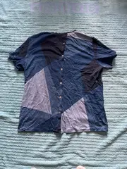 Vorschaubild 4 von Damen T-Shirt Blau Geometrisch Gr. 42 XL Kurzarm Baumwolle