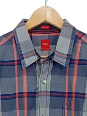 Vorschaubild 4 von Herren Freizeithemd Kariert Langarm Blau Rot Gr. L Regular Fit