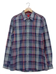 Vorschaubild 2 von Herren Freizeithemd Kariert Langarm Blau Rot Gr. L Regular Fit