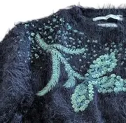 Vorschaubild 6 von Kinder Pullover Gr. 110 Schwarz Pailletten Stickerei Flauschig