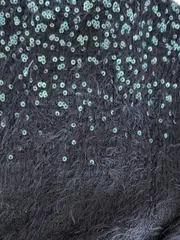 Vorschaubild 3 von Kinder Pullover Gr. 110 Schwarz Pailletten Stickerei Flauschig