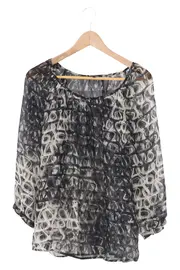 Vorschaubild 1 von Damen Bluse Gr. 40 L Mehrfarbig Grafisch Elegant Polyester
