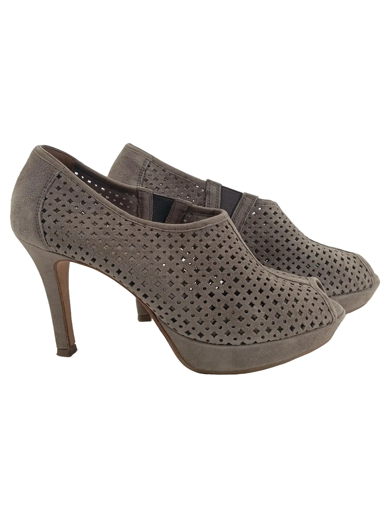 PAUL GREEN Peeptoe Damen Schuhe Gr. 40 Braun Elegant Perforiert High Heels