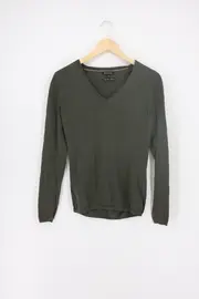 Vorschaubild 1 von Damen Pullover Gr. 34/XS Grün V-Ausschnitt Casual