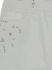 Vorschaubild 2 von Damen Jeansrock Gr. 40 Weiß Casual Midi Nieten Stickerei