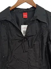 Vorschaubild 2 von Damen Bluse Schwarz 38 M Stickerei Pailletten Langarm Feminin