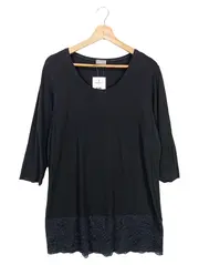 Vorschaubild 1 von Damen Freizeitkleid Gr. 44/XXL Schwarz Elegant Viskose Spitze