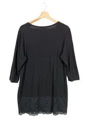 Vorschaubild 2 von Damen Freizeitkleid Gr. 44/XXL Schwarz Elegant Viskose Spitze