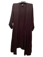 Vorschaubild 1 von Damen Morgenmantel Schwarz Gr. 36/S Feminin Viskose Spitze
