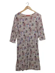 Vorschaubild 1 von Damen Freizeitkleid Gr. 38/M Beige Blumenmuster Bohemian Vintage