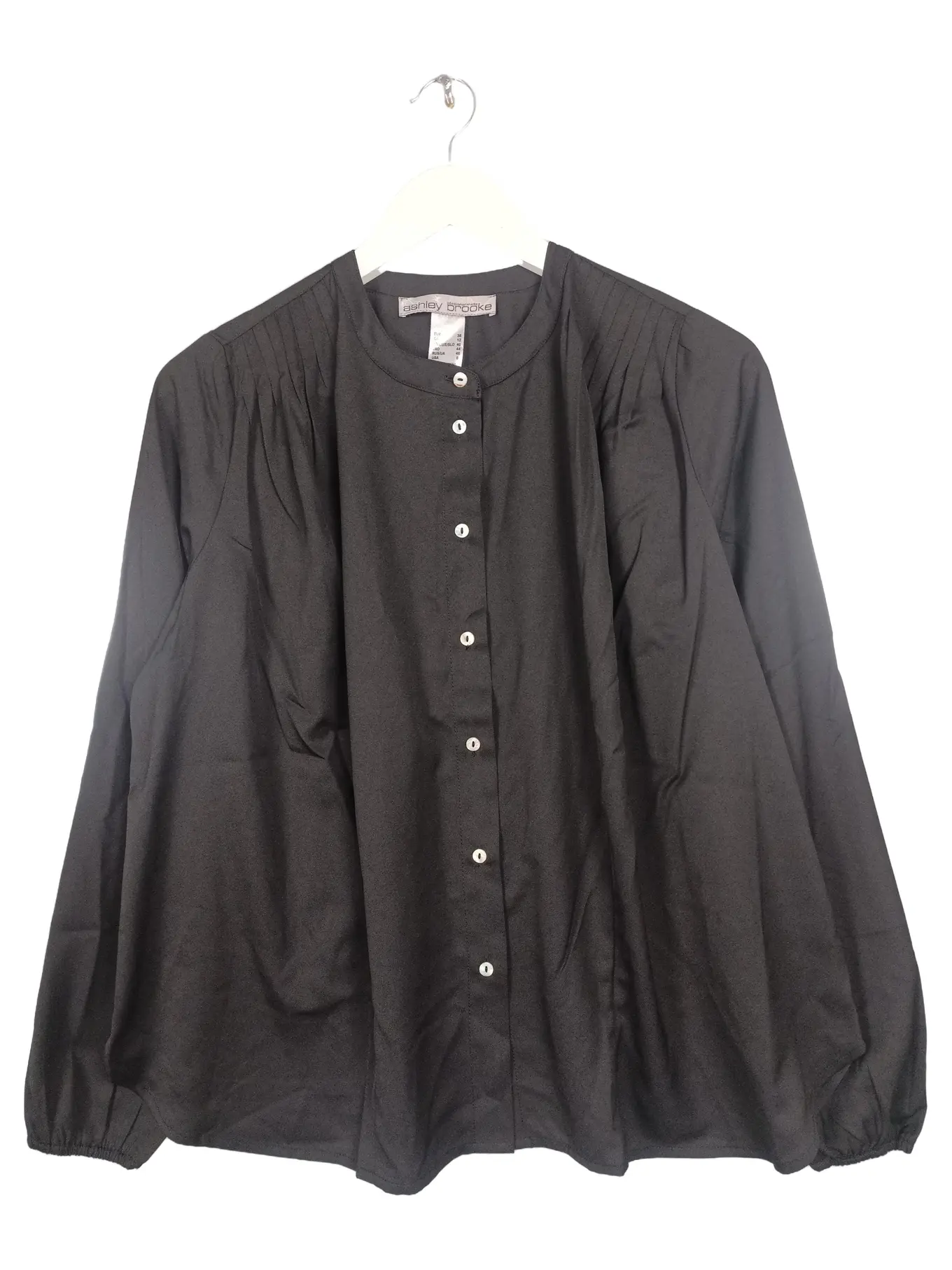 ASHLEY BROOKE Damen Bluse Gr. 38/M Schwarz Business Elegant Langarm