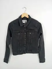 Vorschaubild 2 von Damen Jeansjacke Gr. S Schwarz Langarm Casual Baumwolle