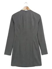 Vorschaubild 2 von Bleistiftkleid M/38 Grau Business Elegant Strukturmuster Cut-Outs