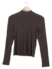 Vorschaubild 1 von Damen Langarmshirt Gr. 36/S Basic Braun Rippstrick Rollkragen