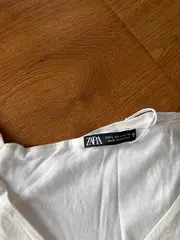 Vorschaubild 5 von Damen Bluse Kurzarm Raffung V-Ausschnitt Beige Gr. L