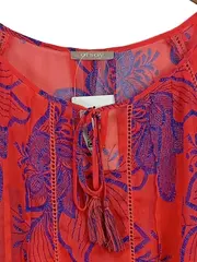 Vorschaubild 2 von Damen Bluse M Mehrfarbig Blumenmuster Bohemian 3/4-Arm Rüschen