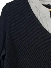 Vorschaubild 2 von Damen Pullover Gr. 40;L Schwarz Hemdblusen-Look Langarm