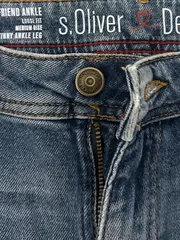 Vorschaubild 4 von Girlfriend Ankle Jeans Damen Blau Blumenstickerei W26 L28