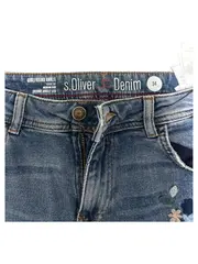 Vorschaubild 3 von Girlfriend Ankle Jeans Damen Blau Blumenstickerei W26 L28