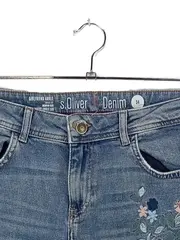 Vorschaubild 7 von Girlfriend Ankle Jeans Damen Blau Blumenstickerei W26 L28