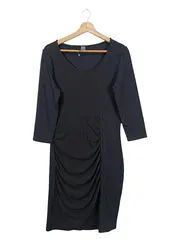 Vorschaubild 1 von Businesskleid Damen Gr. 36/S Schwarz Elegant Etuikleid Raffungen