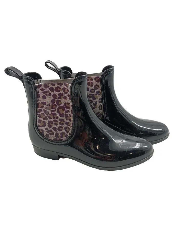 GLAMOROUS Chelsea Boots Gummistiefel Tiermuster Lack Schwarz Gr