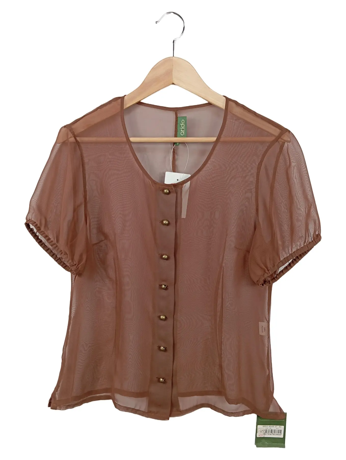 ARIDO Damen Bluse 40/M Braun Transparent Elegant Kurzarm Polyamid