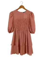 Vorschaubild 1 von Damen Freizeitkleid Gr. 36/S Rosa Bohemian Vintage Rüschen Minikleid