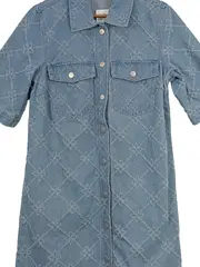 Vorschaubild 2 von Jeanskleid Damen Gr. 34/XS Blau Casual mit grafischem Muster