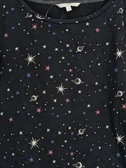 Vorschaubild 2 von Damen Langarmshirt M 38 Weltraum-Muster Mehrfarbig Baumwolle