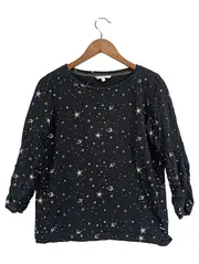 Vorschaubild 1 von Damen Langarmshirt M 38 Weltraum-Muster Mehrfarbig Baumwolle