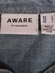 Vorschaubild 6 von Aware by Vero Moda Damen Blusenkleid Jeanskleid Gr. L Blau Baumwolle