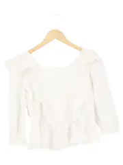 Vorschaubild 2 von Bluse Kinder Mädchen Weiß Rüschen 3/4-Arm Gr. 164 Baumwolle Casual