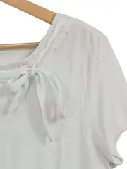 Vorschaubild 4 von Damen T-Shirt Weiß Gr. 38/M mit Rüschen und Schleife