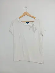 Vorschaubild 2 von Damen T-Shirt Weiß Gr. 38/M mit Rüschen und Schleife
