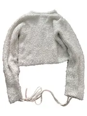 Vorschaubild 2 von Pullover Damen Gr. 36/S Weiß Cropped Strukturmuster Langarm Polyester