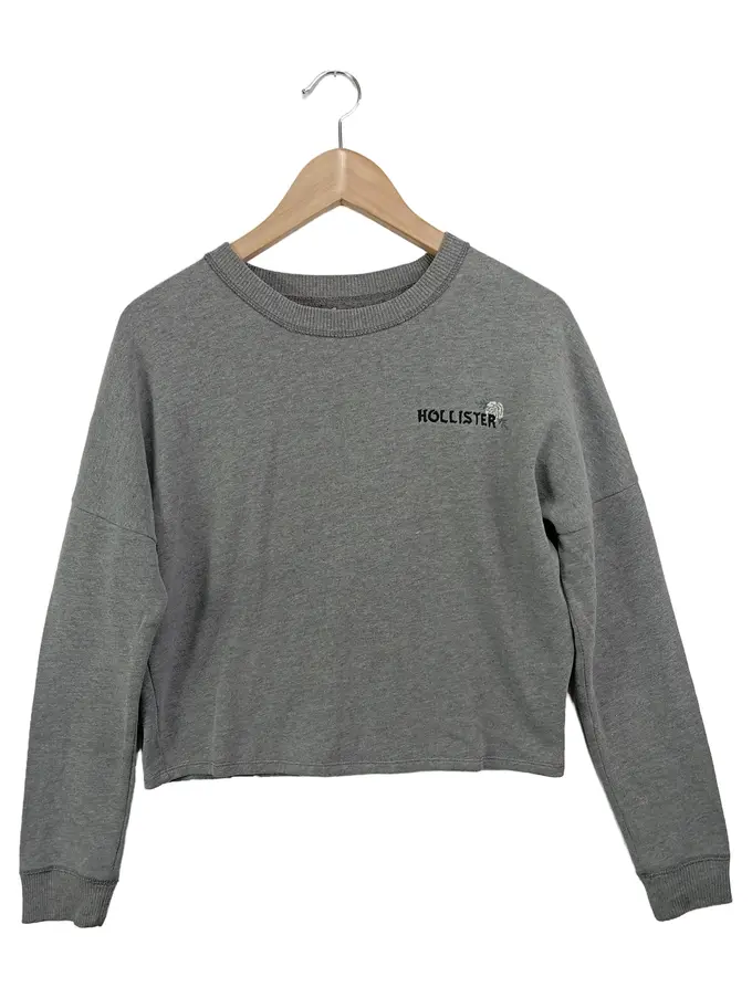 HOLLISTER Damen Sweatshirt Grau 34/XS Schmetterling Rosen Logo