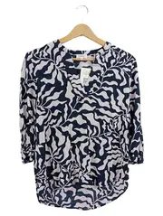 Vorschaubild 1 von Damen Bluse Gr. 36 Blau Florales Muster Viskose 3/4-Arm