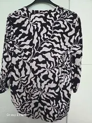 Vorschaubild 4 von Damen Bluse Gr. 36 Blau Florales Muster Viskose 3/4-Arm