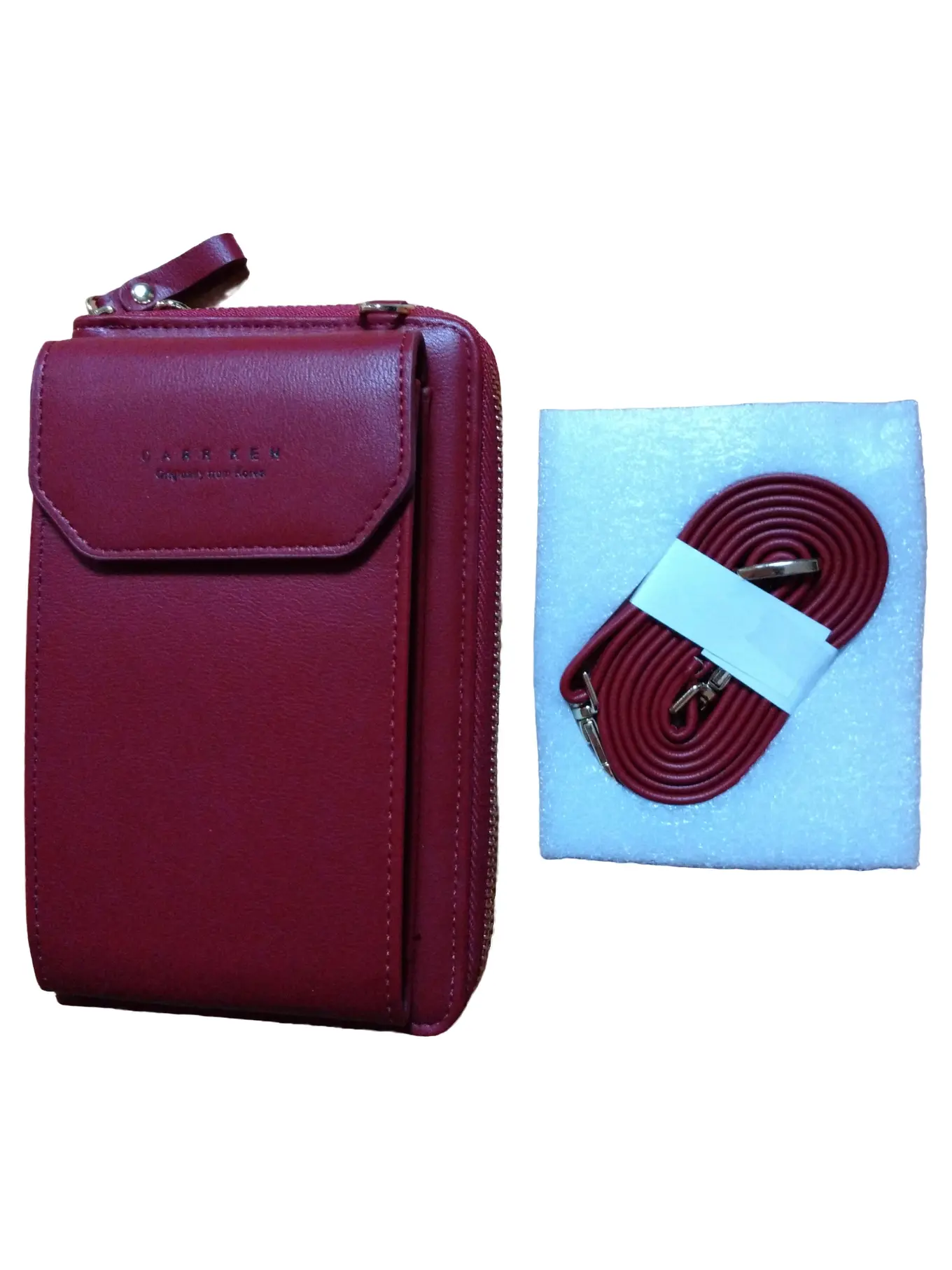 CARRKEN Damen Handytasche Rot Casual Leder Umhängetasche Geldbörse