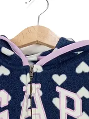 Vorschaubild 2 von Kinder Fleecejacke Kapuze Blau Logo Print Gr. 110 Casual Langarm